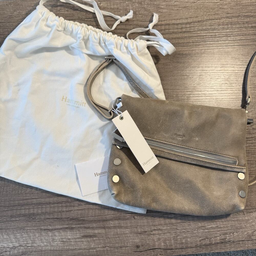 Hammitt VIP Medium Pewter Leather Crossbody/Shoulder Bag NWT $295